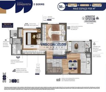Apartamento com 2 Quartos à venda, 56m² no Vila Industrial, São José dos Campos