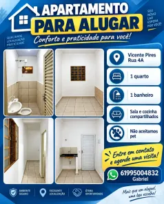 Apartamento com 1 Quarto para alugar, 32m² no Setor Habitacional Vicente Pires, Brasília
