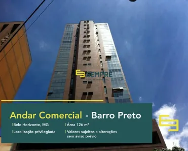 Sala Comercial para alugar, 126m² no Barro Preto, Belo Horizonte