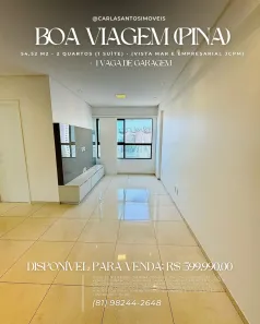 Apartamento com 2 Quartos à venda, 55m² no Pina, Recife