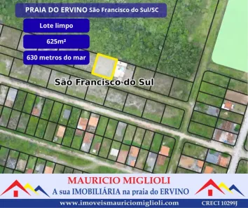 Lote/Terreno à venda, 625m² no Praia do Ervino, São Francisco do Sul