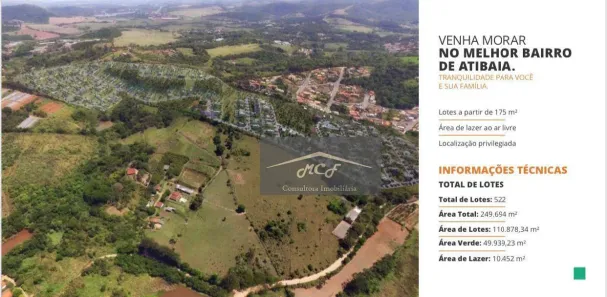 Lote/Terreno à venda, 175m² no Loteamento Vale das Flores, Atibaia