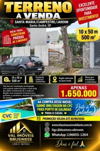 Lote/Terreno à venda, 500m² no Santa Maria, Santo André