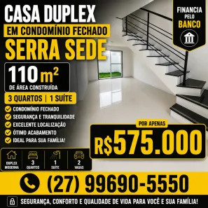 Casa de Condomínio com 3 Quartos à venda, 110m² no Serra Centro, Serra