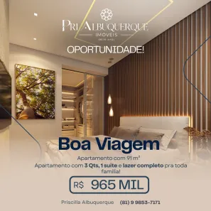 Apartamento com 3 Quartos à venda, 90m² no Boa Viagem, Recife