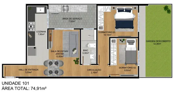 Apartamento com 2 Quartos à venda, 64m² no Bom Jesus, São José dos Pinhais