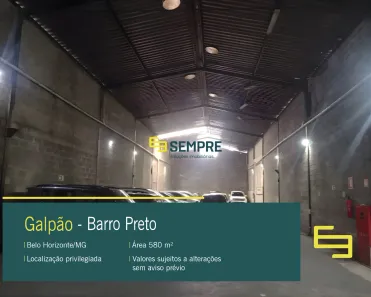 Galpão/Depósito/Armazém para alugar, 580m² no Barro Preto, Belo Horizonte