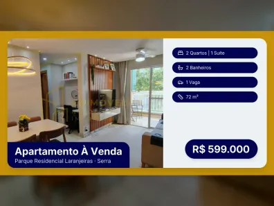 Apartamento com 2 Quartos à venda, 72m² no Parque Residencial Laranjeiras, Serra