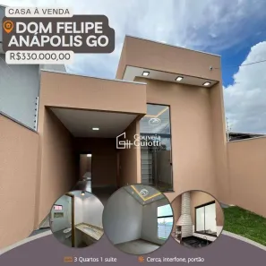 Casa com 3 Quartos à venda, 105m² no Residencial Dom Felipe, Anápolis