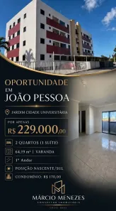 Apartamento com 2 Quartos à venda, 64m² no Jardim Cidade Universitária, João Pessoa