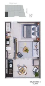 Apartamento com 1 Quarto à venda, 36m² no Acaraú, Ubatuba