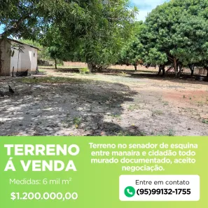 Lote/Terreno à venda, 6m² no Laura Moreira, Boa Vista