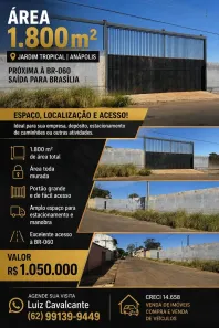 Lote/Terreno à venda, 1800m² no Setor Tropical, Anápolis