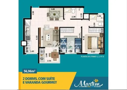 Apartamento com 2 Quartos à venda, 56m² no Martim de Sá, Caraguatatuba