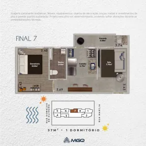 Apartamento com 1 Quarto à venda, 76m² no Boqueirão, Praia Grande