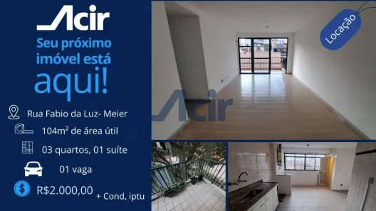 Apartamento com 3 Quartos para alugar, 103m² no Méier, Rio de Janeiro