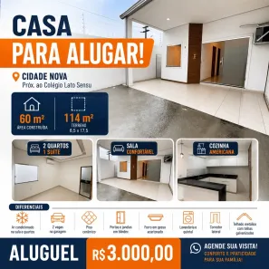 Casa com 2 Quartos para alugar, 114m² no Cidade Nova, Manaus