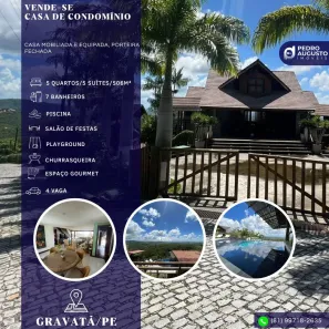 Casa de Condomínio com 5 Quartos à venda, 506m² no Alpes Suiços, Gravatá