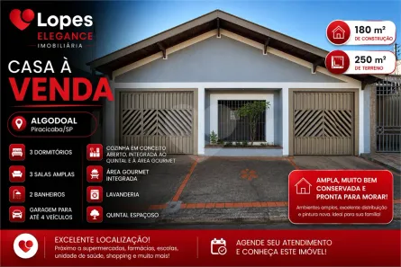 Casa com 3 Quartos à venda, 180m² no Jardim Algodoal, Piracicaba