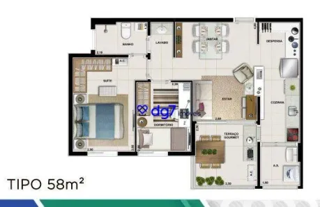 Apartamento com 2 Quartos à venda, 58m² no Vila Andrade, São Paulo