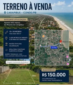 Lote/Terreno à venda, 450m² no Carapibus, Conde