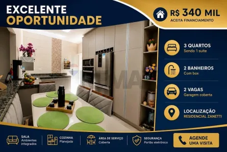 Casa com 3 Quartos à venda, 76m² no Residencial Zanetti, Franca