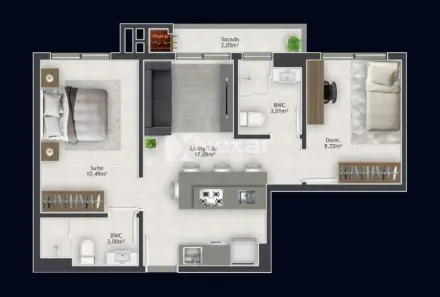 Apartamento com 2 Quartos à venda, 54m² no Passa Vinte, Palhoça
