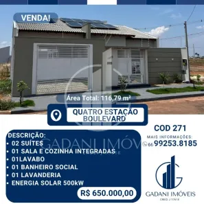 Casa com 2 Quartos à venda, 116m² no Loteamento Quatro Estações Boulevard, Sinop