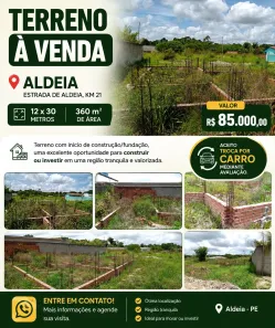 Lote/Terreno à venda, 360m² no , Paudalho