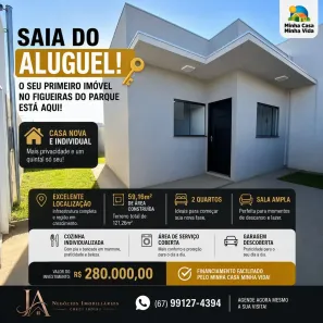 Casa com 2 Quartos à venda, 59m² no Residencial Figueiras do Parque, Campo Grande