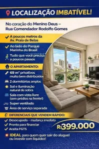 Apartamento com 2 Quartos à venda, 69m² no Menino Deus, Porto Alegre