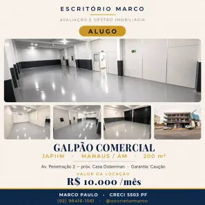 Galpão/Depósito/Armazém para alugar, 200m² no Japiim, Manaus