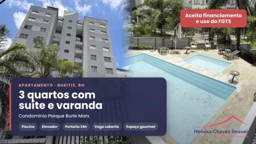 Apartamento com 3 Quartos à venda, 66m² no Buritis, Belo Horizonte