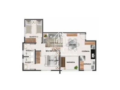 Apartamento com 2 Quartos à venda, 60m² no Granja Marileusa, Uberlândia