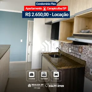 Apartamento com 3 Quartos para alugar, 66m² no Vila da Oportunidade, Carapicuíba