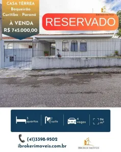 Casa com 3 Quartos à venda, 94m² no Boqueirão, Curitiba