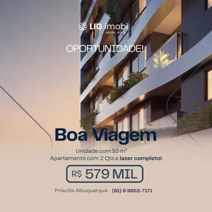 Apartamento com 2 Quartos à venda, 50m² no Boa Viagem, Recife