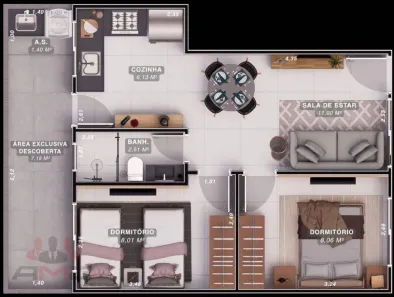Apartamento com 2 Quartos à venda, 41m² no Guilhermina, Praia Grande