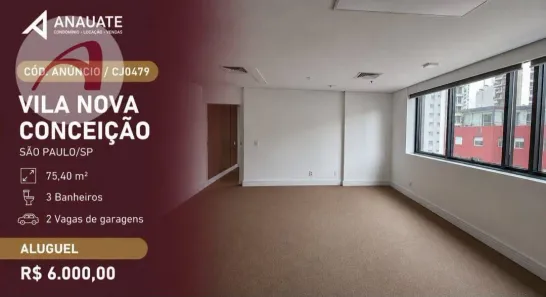Sala Comercial para alugar, 75m² no Vila Nova Conceição, São Paulo