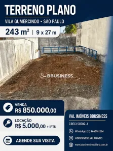 Lote/Terreno para alugar, 243m² no Vila Gumercindo, São Paulo