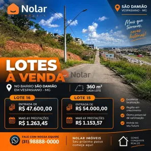 Lote/Terreno à venda, 360m² no São Damião, Vespasiano