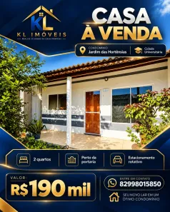 Casa de Condomínio com 2 Quartos à venda, 53m² no Cidade Universitária, Maceió