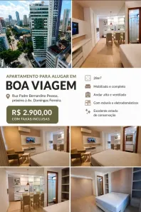 Apartamento com 1 Quarto para alugar, 28m² no Boa Viagem, Recife