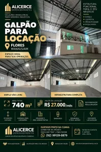 Galpão/Depósito/Armazém para alugar, 740m² no Flores, Manaus