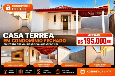 Casa de Condomínio com 3 Quartos à venda, 80m² no Monte Castelo, Parnamirim