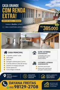 Casa com 3 Quartos à venda, 350m² no Lírio do Vale, Manaus
