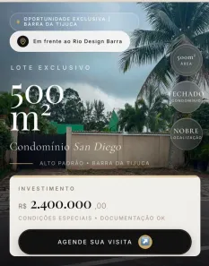 Lote/Terreno à venda, 500m² no Barra da Tijuca, Rio de Janeiro