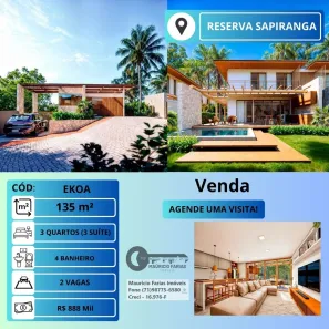 Casa de Condomínio com 3 Quartos à venda, 135m² no Açu da Torre, Mata de São João
