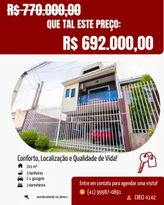 Casa de Condomínio com 3 Quartos à venda, 201m² no Xaxim, Curitiba
