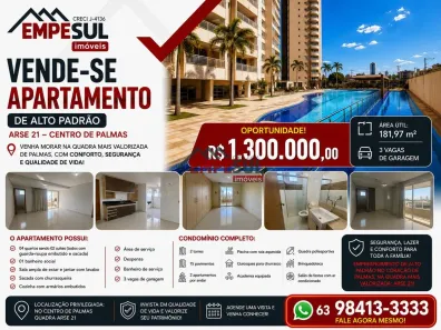 Apartamento com 4 Quartos à venda, 181m² no Plano Diretor Sul, Palmas